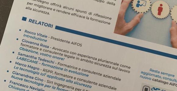 Convegno AiFOS a safety expo 2023 - Tecnologie e metodologie della formazione per la salute e sicurezza nei luoghi di lavoro